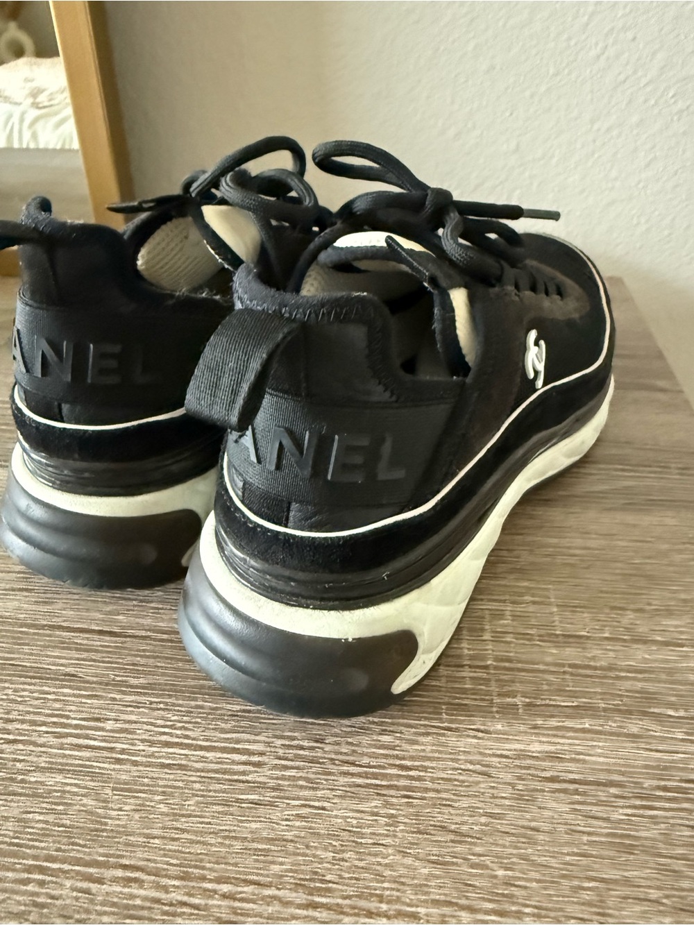 CHANEL Black and White Interlocking CC Runner Sneakers - Picture 2 of 8